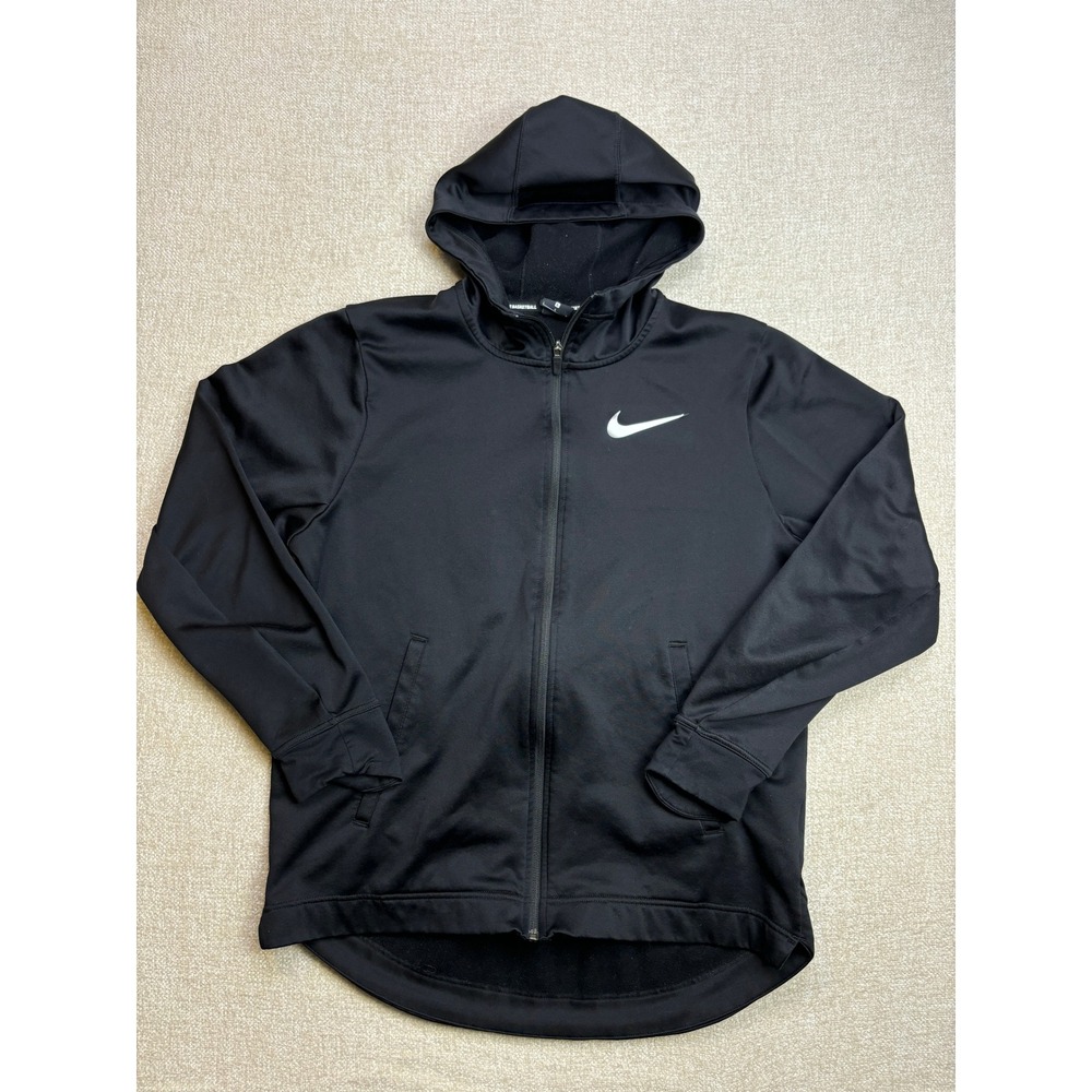 Nike Basketball Mens Dri-FIT Full Zip Hoodie Black Sweatshirt Large